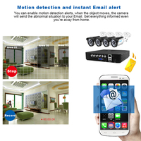 4CH System CCTV 720P/1080P kamera AHD zestaw 5 w 1 wideorejestrator System nadzoru zewnętrzna kamera bezpieczeństwa zestaw Alarm e-mail 5